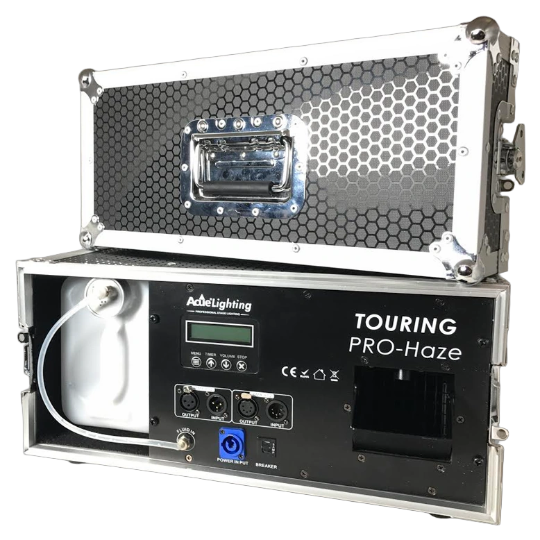 Acue Lighting Touring Haze Professional Haze Machine Front Acue Lighting Touring Haze professional haze machine with control panel and output nozzle