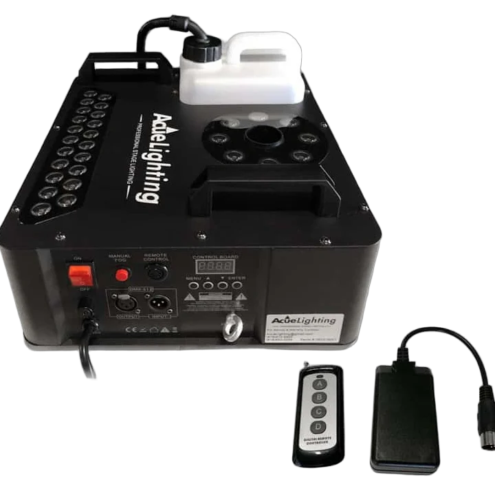 Acue Lighting Volcano 2 LED RGBW vertical fog blaster with front-facing LED array and control panel