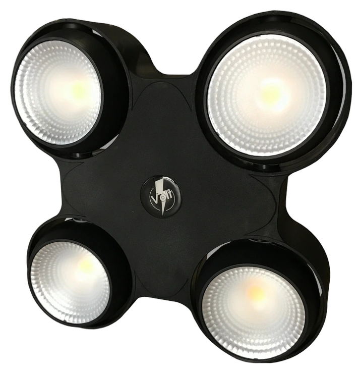 Acue Lighting Volt 4-Head LED Blinder Bi-Color Front View Acue Lighting Volt 4-head LED blinder with bi-color capability and professional mounting bracket