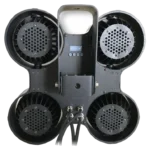 Acue Lighting Volt IP 4-Head outdoor LED blinder rear panel showing connections and mounting hardware