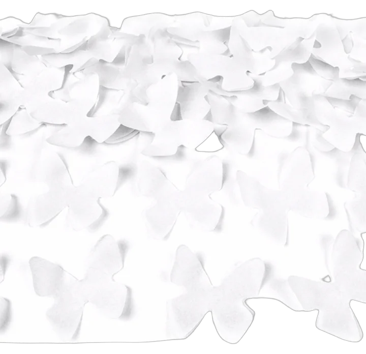 Acue Lighting white butterfly paper confetti scattered display showing texture and detail