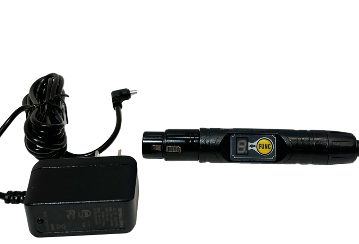 Acue Lighting wireless DMX transmitter receiver 2.4G front view with antenna and control panel