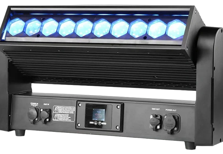 Acue Lighting X Factor IP outdoor LED zoom bar moving head with integrated optics and weatherproof housing