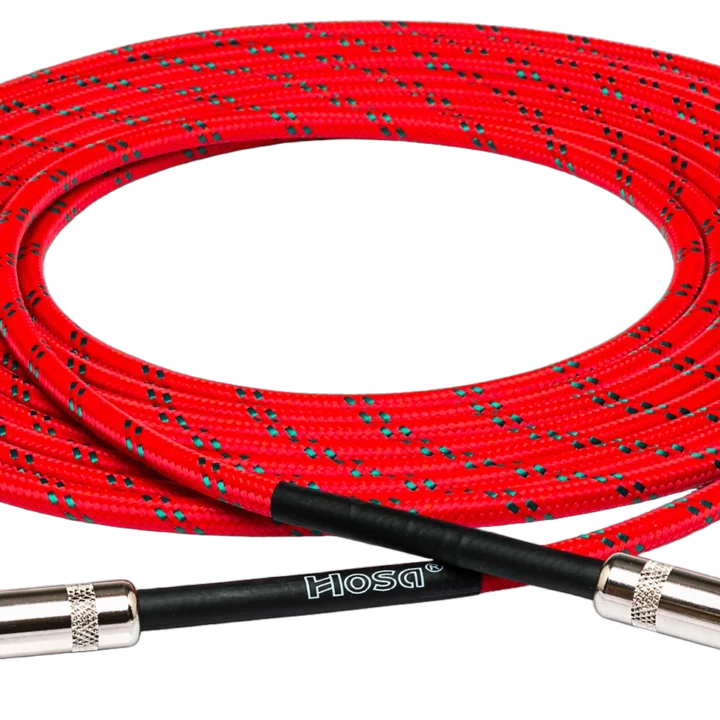 Hosa 3GT-18C3 18-foot cloth guitar cable with straight connectors and woven jacket detail