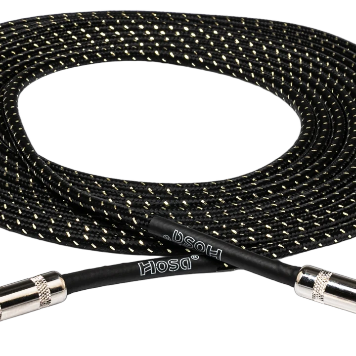 Hosa 3GT-18C4 18-foot cloth guitar cable with straight connectors and woven jacket detail