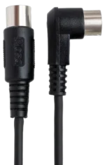 Hosa ADA-725-BULK right-angle MIDI cable connected to professional audio equipment setup