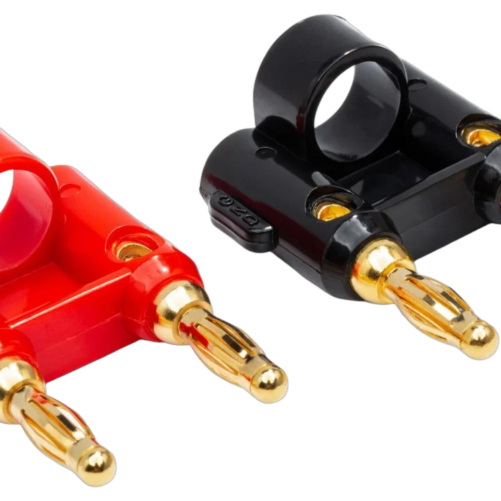 Hosa BNA-240 dual banana connectors, two-piece set with gold-plated contacts
