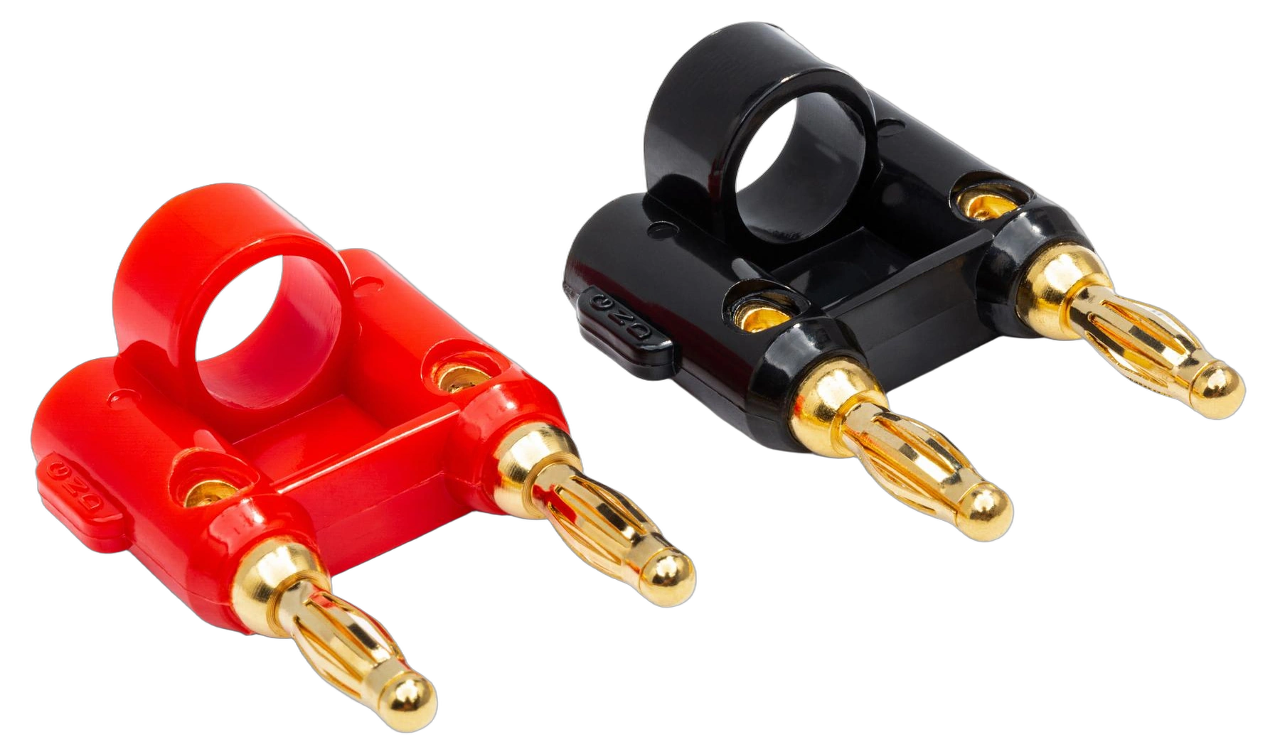 Hosa BNA-240 Dual Banana Connector Pair Hosa BNA-240 dual banana connectors, two-piece set with gold-plated contacts