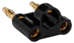 Hosa BNA-240 dual banana connector pair shown from side profile angle