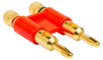 Hosa BNA-260RD red dual banana connector showing contact terminals and grip design