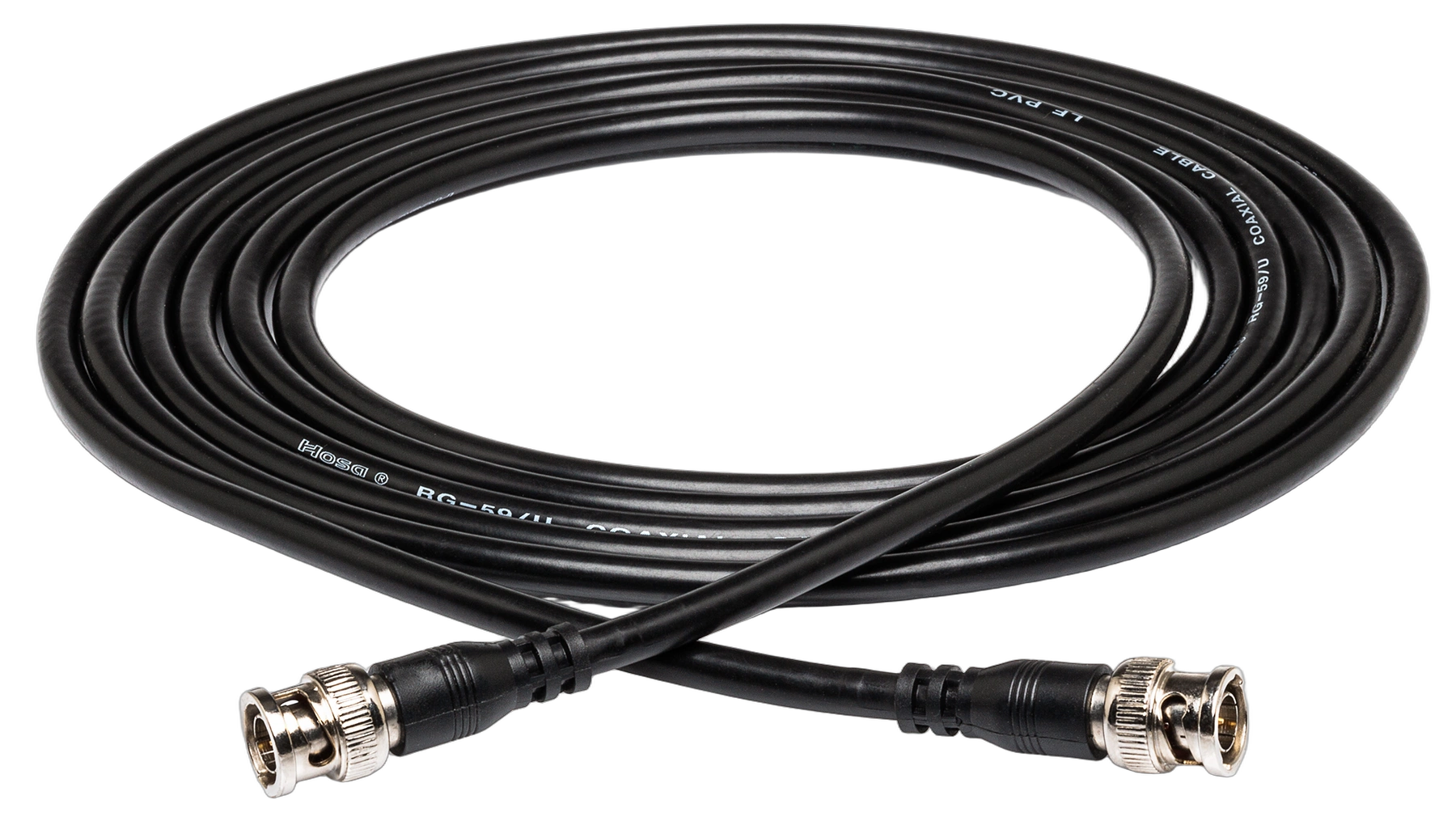 Hosa BNC-59-125 75-ohm Coaxial Cable Front View Hosa BNC-59-125 75-ohm coaxial cable with BNC connectors, 25-foot length