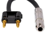 Hosa BNP-116BK 1/4 inch TS to dual banana speaker adapter connector close-up