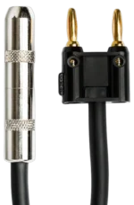 Hosa BNP-116BK 1/4 inch TS to dual banana speaker adapter connector close-up detail view