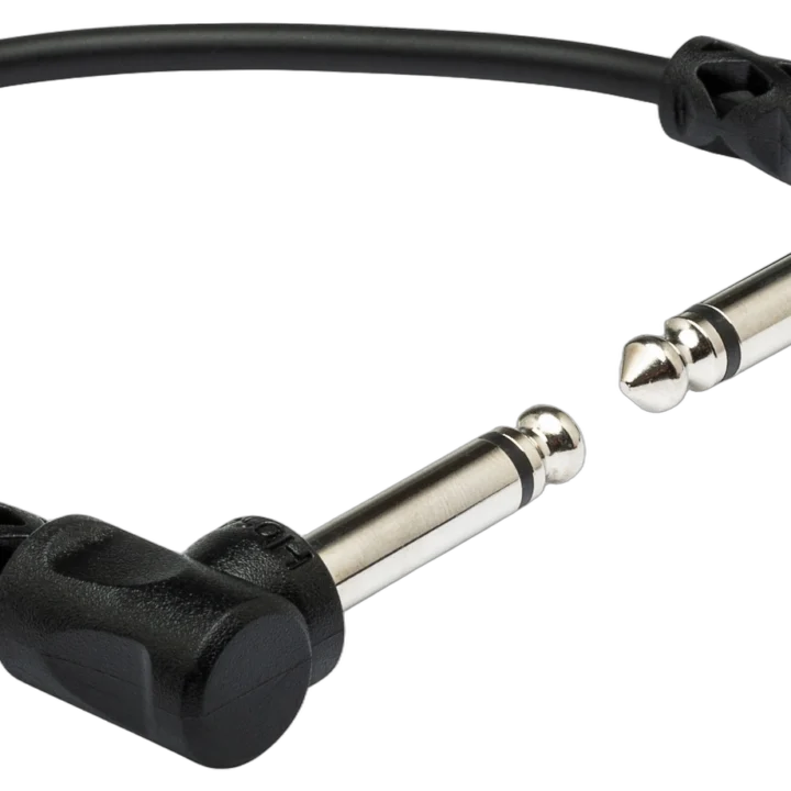 Hosa CFS-106 6-inch guitar patch cable with molded right-angle connectors on white background