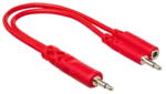 Hosa CMM-515Y Hopscotch patch cable with 3.5mm TS and TSF connectors, 0.5 foot length