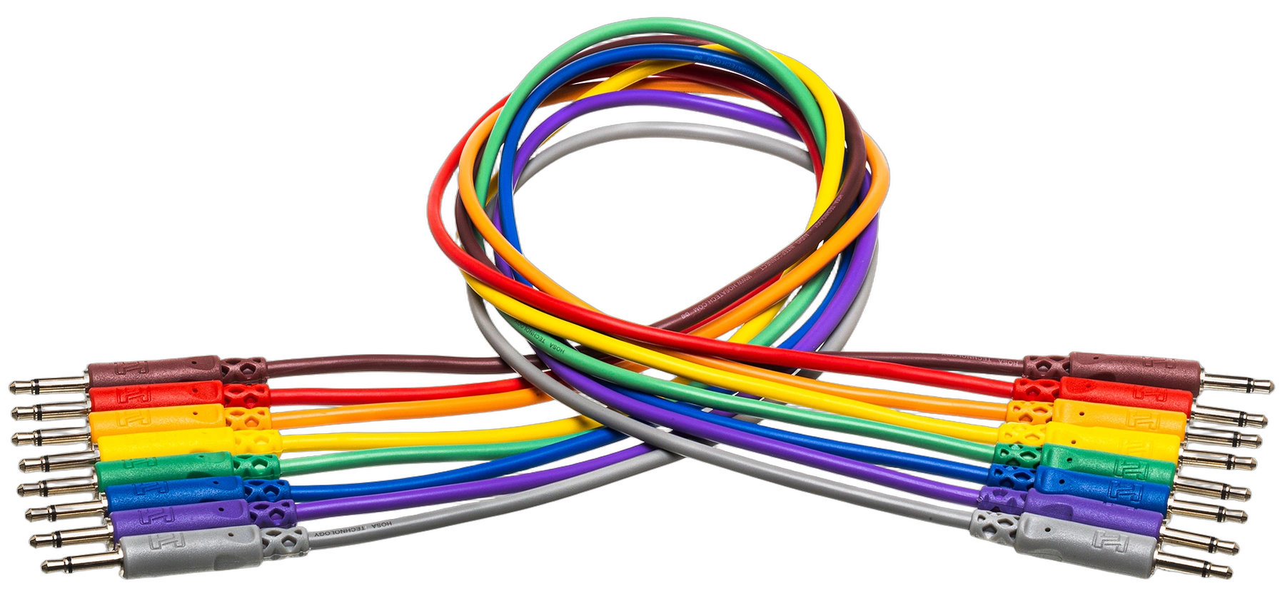 Hosa CMM-815 Unbalanced Patch Cable 3.5mm TS Front View Hosa CMM-815 unbalanced patch cable with 3.5mm TS connectors, 6-inch length, front view