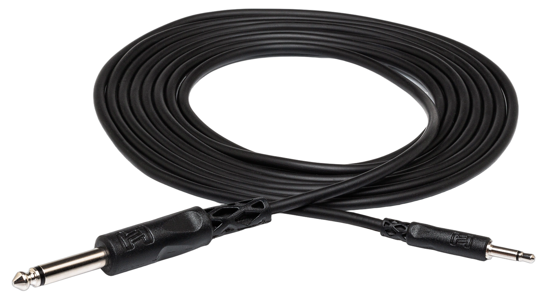 Hosa CMP-310 Mono Interconnect Cable Front View Hosa CMP-310 10-foot mono interconnect cable with 3.5mm TS and 1/4 inch TS connectors