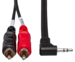 Hosa CMR-203 stereo breakout cable connected between audio equipment demonstrating real-world application