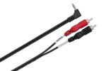 Hosa CMR-206 stereo breakout cable showing 3.5mm TRS jack and dual RCA connectors in detail