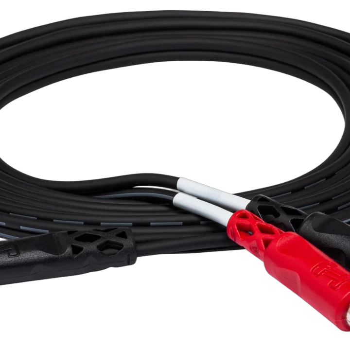 Hosa CMR-225 stereo breakout cable with 3.5mm TRS connector and dual RCA connectors, 25-foot length