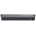 ProX 10 way Edison AC power strip mounted in professional audio rack setup with cables connected