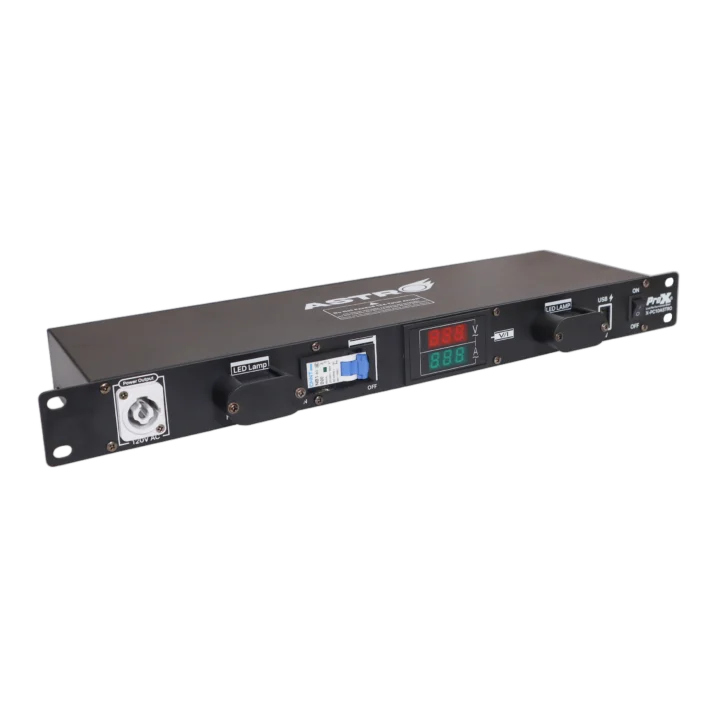 ProX 10 way power distribution unit rear panel with LED lamp and USB port connections