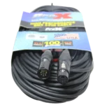 ProX 100 foot 5-pin DMX cable showing connector detail and cable construction
