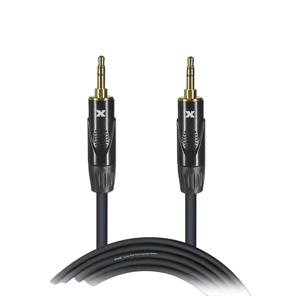 ProX 10 ft 3.5mm TRS Audio Cable Front View ProX 10 foot 3.5mm TRS to TRS audio cable with gold-plated connectors