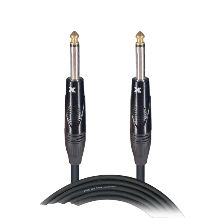 ProX 10 foot instrument cable with 1/4 inch TS connectors, coiled display view
