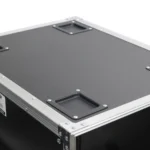 ProX 14U space amp rack mount ATA flight case with heavy-duty handle and caster wheel detail