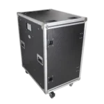ProX 18U 24 inch vertical rack case with sliding slam doors and caster wheels detail view