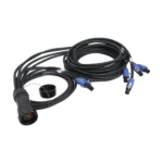 ProX 19-pin power distribution cable with Kupo connector and six PowerCON blue outlets in professional audio setup