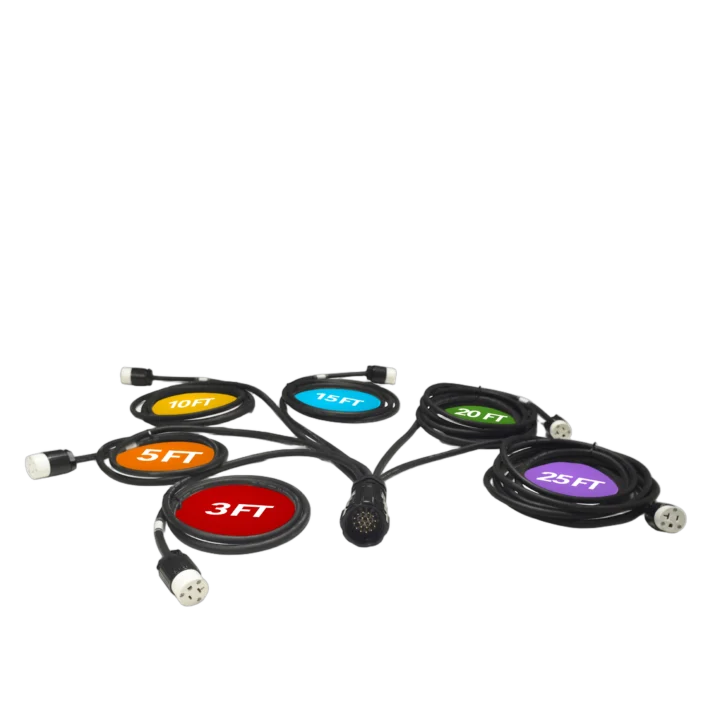 ProX 19-pin power distribution cable with Kupo connector and six Edison 5-20R outlets, 12AWG SJOOW