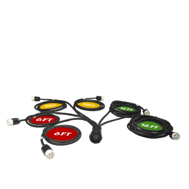 ProX 19-pin power distribution cable with Kupo connector and six Edison 5-20R outlets, 12AWG SJOOW
