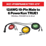 ProX 19-pin power distribution cable with Kupo connector and six True1 outputs, 12AWG SJOOW construction