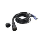 ProX 19-pin power distribution cable with Kupo connector and six PowerCON blue outlets, side profile view