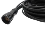 ProX 19-pin power distribution cable with Kupo connector and PowerCON blue terminations close-up