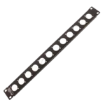 ProX 1U rack panel with 12 punched XLR connector ports, front view