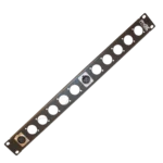 ProX 1U rack panel with 12 punched XLR connector holes, rear view showing mounting points
