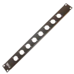 ProX 1U rack panel with eight XLR connector holes punched for audio connections