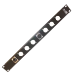 ProX 1U rack panel with eight XLR connector holes and power connection compatibility, rear view detail