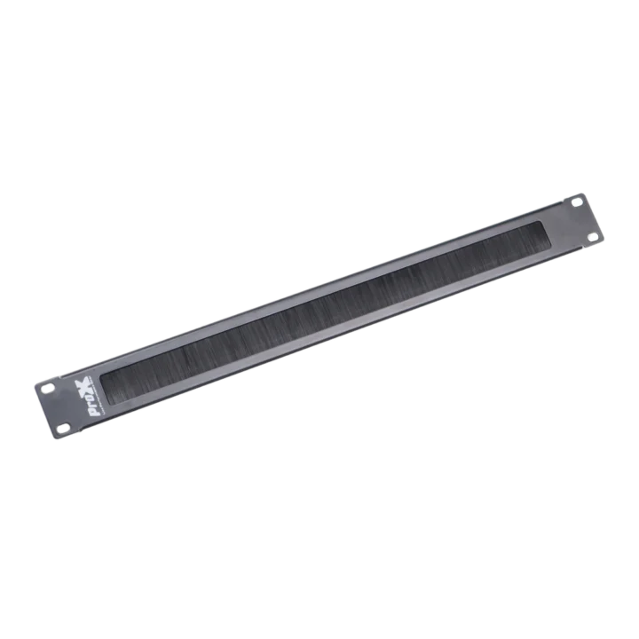 ProX 1U rack panel brush cable management slot strips front view with black bristles