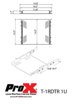 ProX 1U ventilated sliding rack tray shelf close-up showing ventilation slots and mounting hardware
