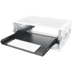 ProX 1U ventilated sliding rack tray shelf with detail view of mounting hardware and ventilation slots