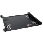 ProX 1U ventilated sliding rack tray shelf with front-facing view showing mounting hardware and ventilation slots