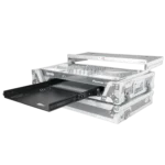 ProX 1U ventilated sliding rack tray shelf rear panel showing mounting hardware and ventilation slots