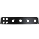 ProX 2U-4 XLR D +4 NL4 NAC3 unloaded rack panel showing four XLR connectors and detail controls