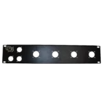 ProX 2U-4 XLR D +4 NL4 NAC3 unloaded rack panel front with four XLR connectors and balanced audio inputs