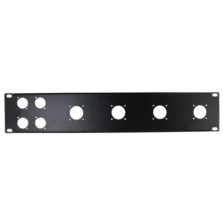 ProX 2U-4 XLR D +4 NL4 NAC3 unloaded rack panel with four XLR connectors