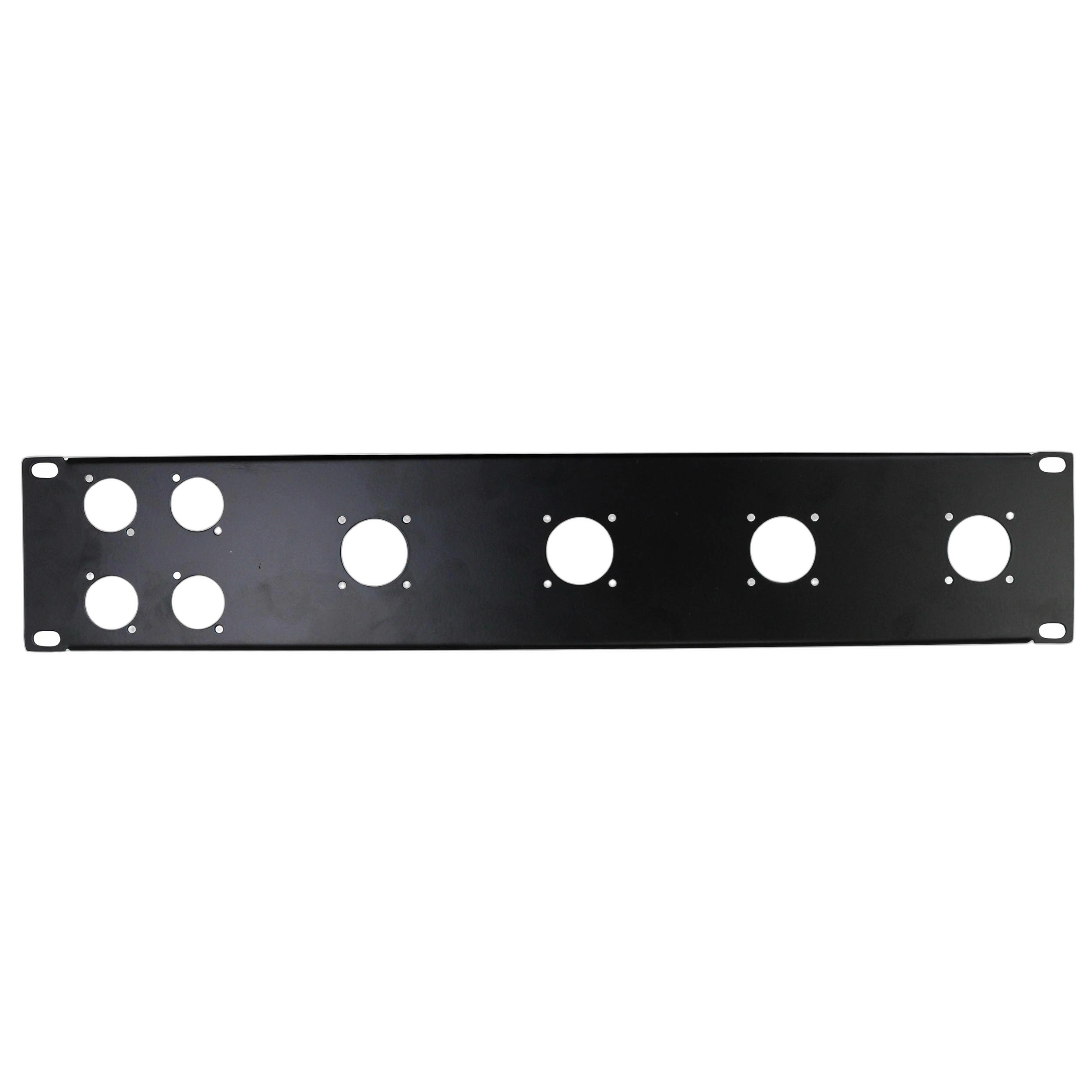 ProX 2U-4 XLR Rack Panel Front View ProX 2U-4 XLR D +4 NL4 NAC3 unloaded rack panel with four XLR connectors